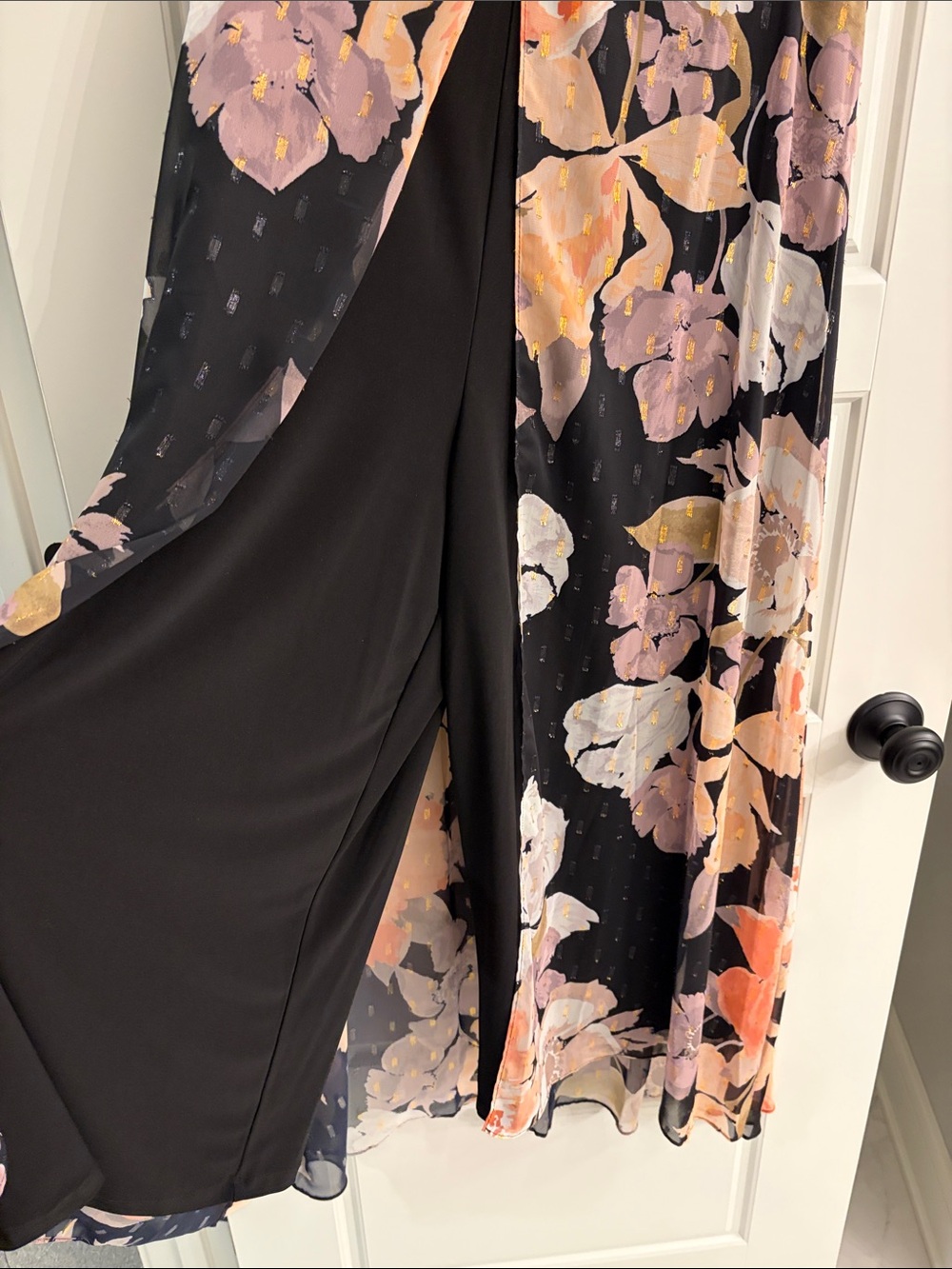 Adrianna Papell Floral Chiffon Printed V-Neck Jumpsuit - Picture 4 of 7